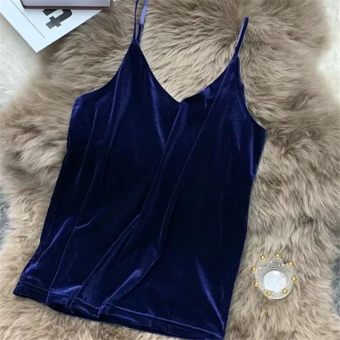 Dámske zamatové tielko krátky top elegantná vesta veľká veľkosť
