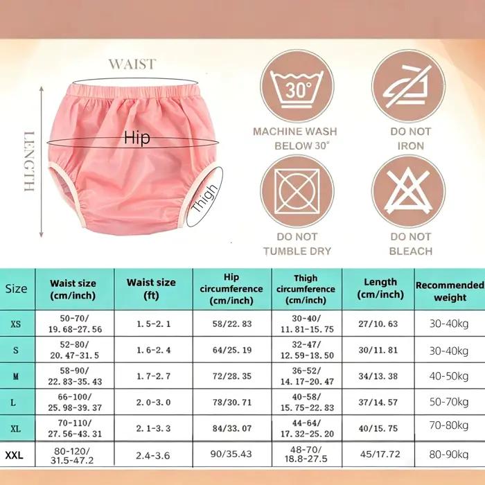 Culottes d'incontinence pour adultes en plastique TPU, imperméables, réutilisables, couvre-couches anti-fuites, sous-vêtements spéciaux pour besoins particuliers
