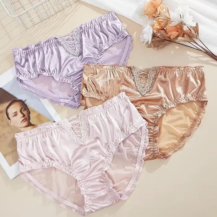 Hodvábny saténový sexy ženský nohavičkový špičkový slip