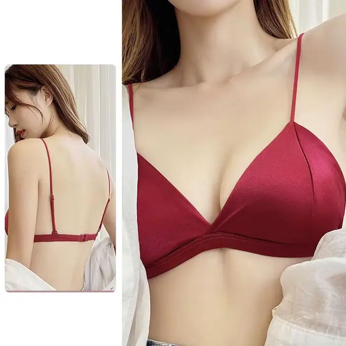 Soutien-gorge de Style français pour femmes, poitrine enveloppée, sangle d'épaule réglable, boucle unique, haut tubulaire Sexy en Satin, sous-vêtements, Lingerie
