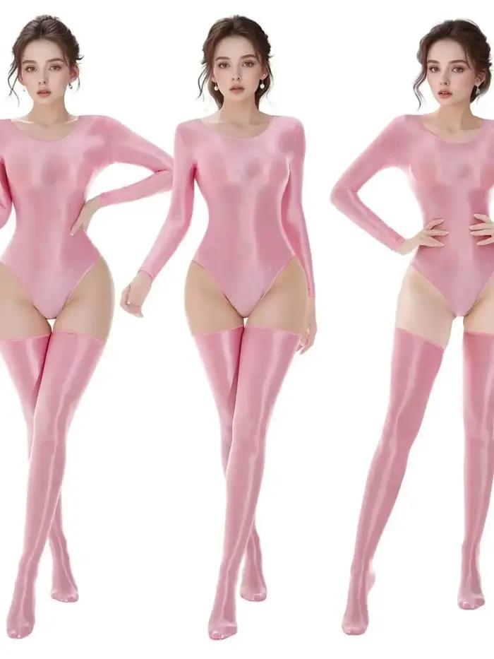 Nové veľké veľkosti Sexy jednofarebné body pre ženy lesklé a hladké