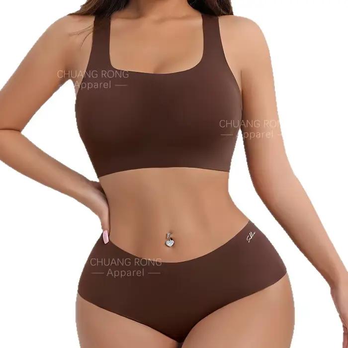 Vente Flash : Ensemble soutien-gorge sans fil et shorty personnalisé pour femme – Soutien-gorge sans couture avec coussinets amovibles et culotte assortie