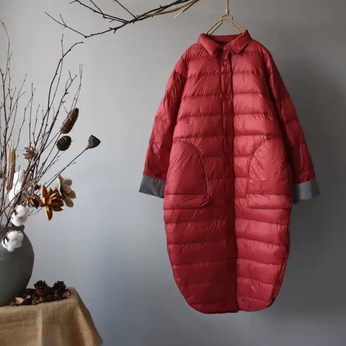 SEDUTMO zimná dlhá kačacia páperová bunda pre ženy Ultra ľahká tenká oversized kabát jeseň