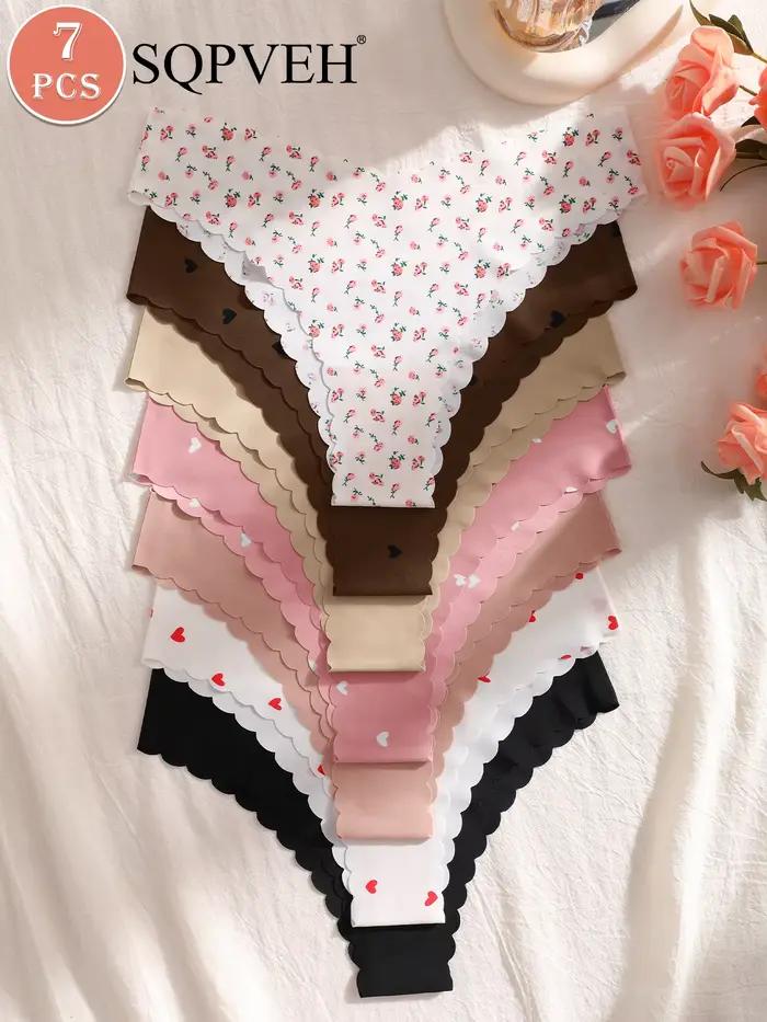 Lot de 7 culottes triangulaires confortables pour femmes, sportives/décontractées, simples et élégantes pour un usage quotidien