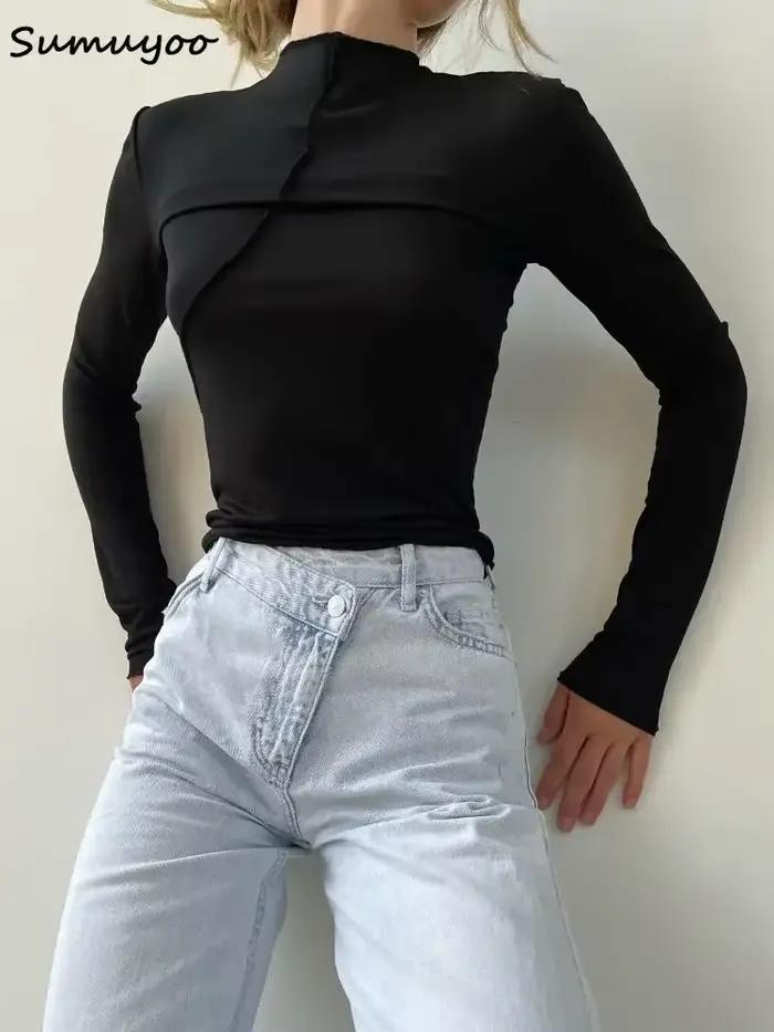 Summkoo-Dámske tričko Slim Fit s dlhým rukávom