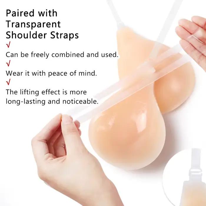 Soutien-gorge de levage en forme de cuillère avec bretelles pour anti-affaissement, rassemblement invisible et sans couture, patch de poitrine en silicone