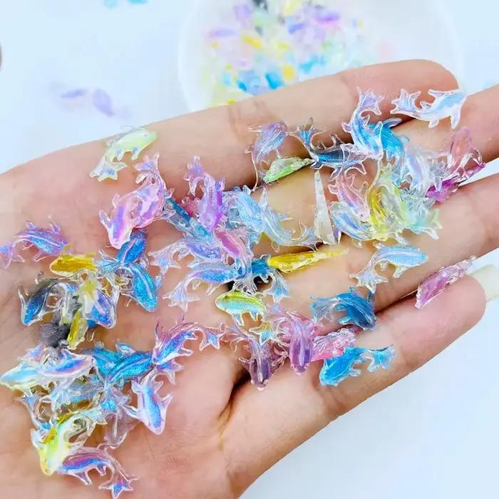 20 ks 3D Kawaii zmiešaná rybka z živice Nail Art dekorácie karikatúra ľad Priehľadné kamienky na nechty prívesky