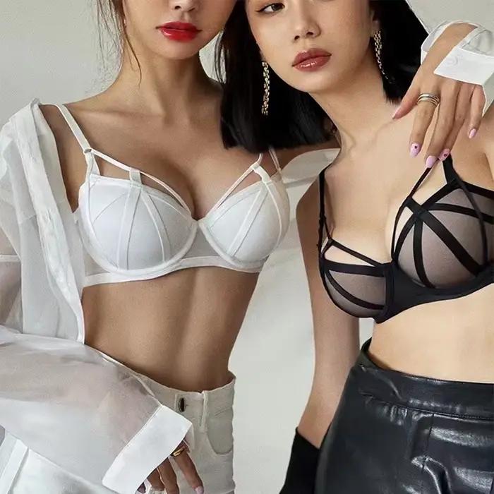 Lingerie Sexy pour femmes, petits seins rassemblés pour fermer la paire de seins, soutien-gorge haut, soutien-gorge en dentelle Anti-affaissement avec anneau en acier