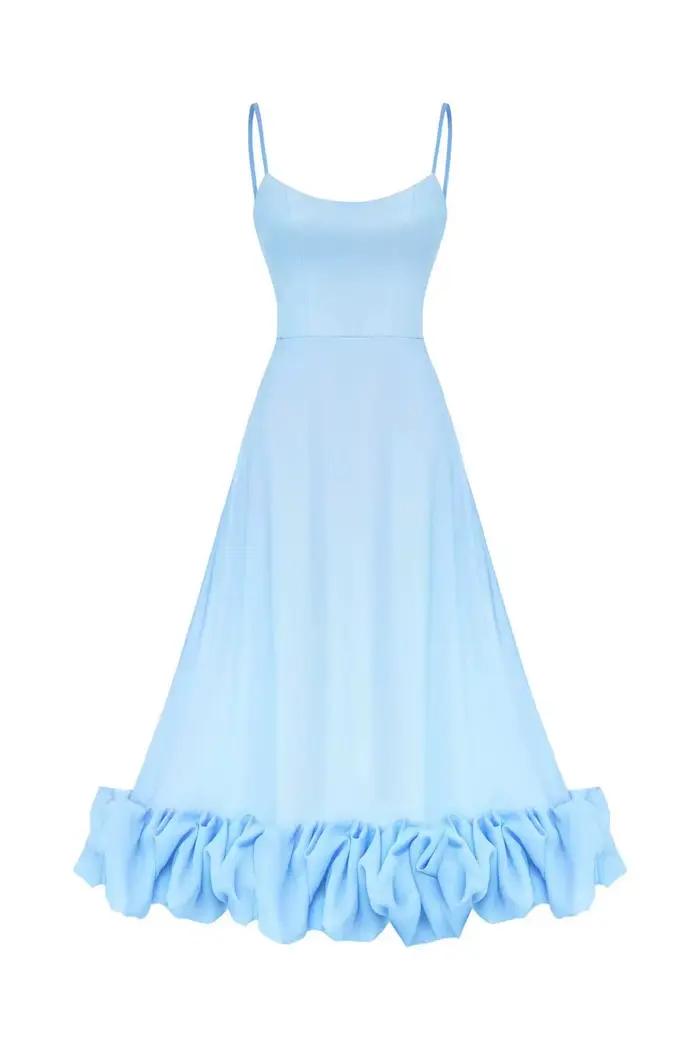Elegantné dlhé šaty s volánmi pre ženy