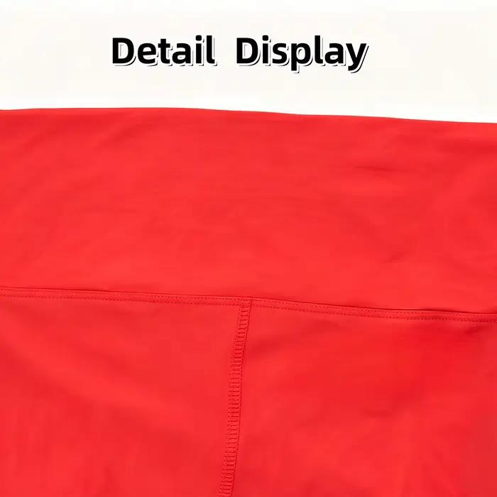 Festival de juin : 1 paquet de collants rouges taille haute effet huile, très élastiques, sans couture, doux, respirants, unis, décontractés pour le quotidien, les trajets et les vacances