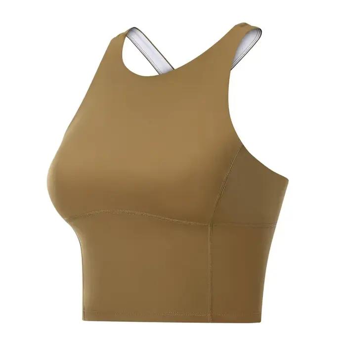 Soutien-gorge de sport push-up confortable à dos croisé pour femmes, résistant aux chocs, haut court de course, de Fitness, sans couture, rembourré, débardeur d'entraînement et de Yoga