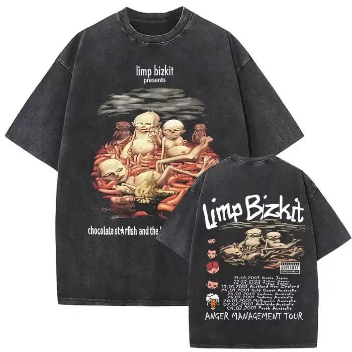 Punk Rock Y2k Tričko, vintage vyblednutý štýl