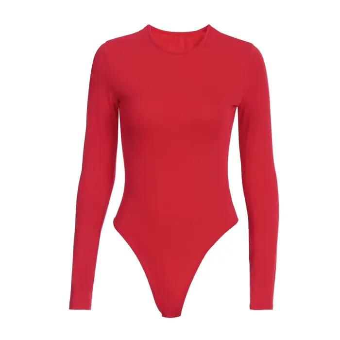 Body Top à manches longues et col rond pour femme, costume de batterie sexy, streetwear décontracté, blanc uni, noir, gris, automne, hiver