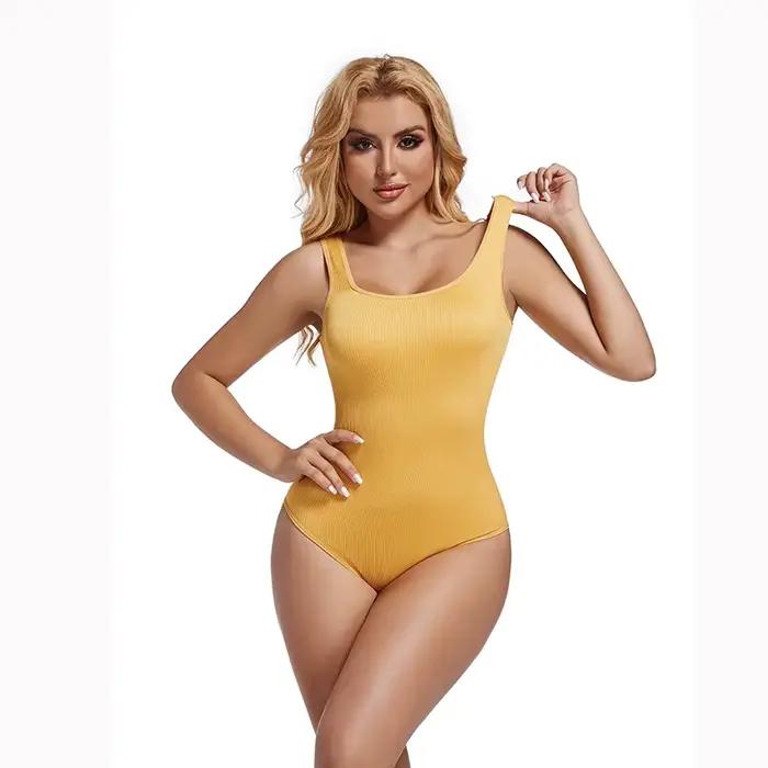 Body d'été Sexy pour femmes, sans bretelles, dos nu, couleur unie, col en U, gilet Slim sans manches, combinaison ajustée