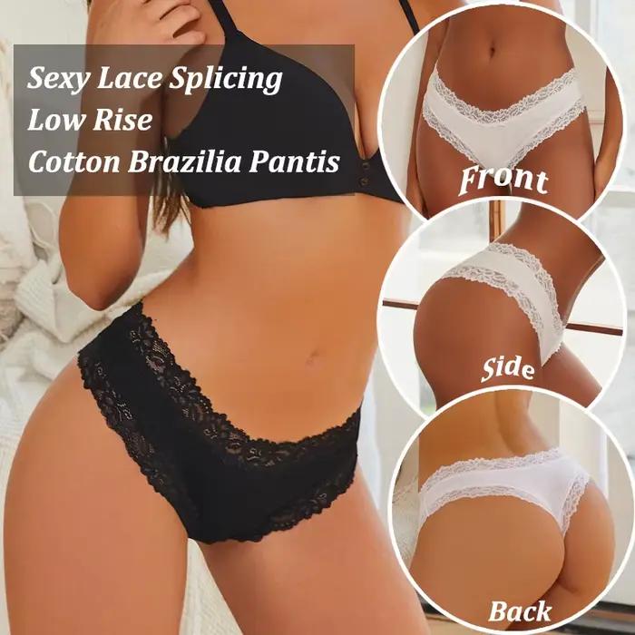 7-dielna súprava pre ženy Sexy čipka bavlnené nohavičky bezšvové brazílske