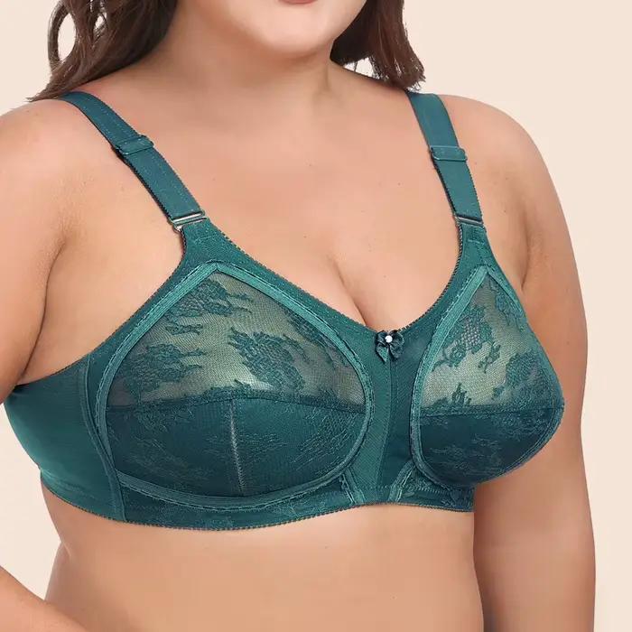 Ultra jemná podprsenka s plnými košíčkami veľká veľkosť BCDEFG bez drôtikov Sexy čipka priesvitná Polovičná