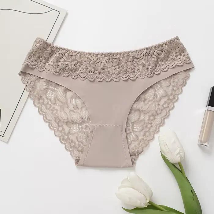 BZEL Sexy čipkované nohavičky pre ženy Krajková Lingerie Pevná kvetinová dámska spodná bielizeň Odhalené pohodlné
