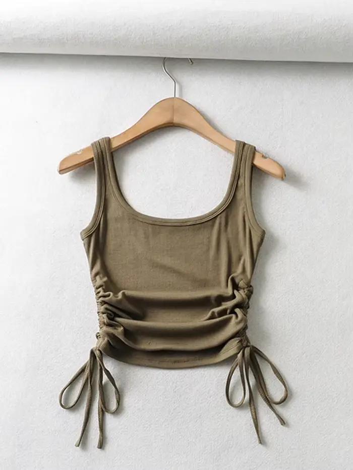 Novinka pre dievčatá - ležérne jednofarebné tielko a camisola so šnúrkou na oboch stranách