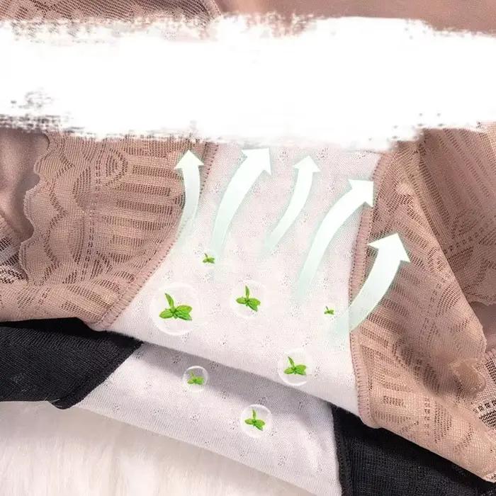 Sexy dentelle glace soie femmes culottes taille haute sans couture culotte sous-vêtements corps Shaper mince doux respirant antibactérien femme slip