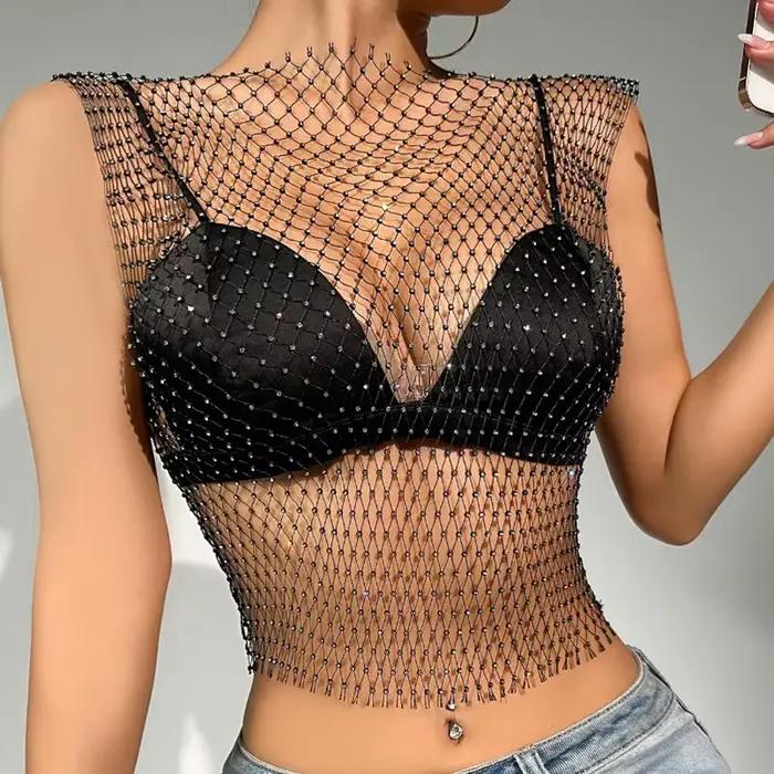 Dámsky sieťkovaný crop top