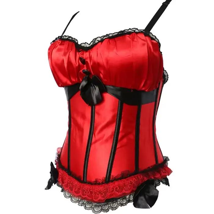 Robe Corset rouge gothique à lacets, Bustier victorien, surbuste, Mini jupe Sexy en dentelle, Vintage Burlesque exotique, grande taille