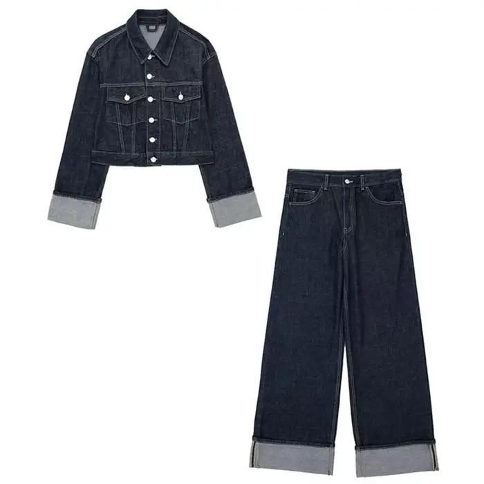 HH Dámsky módny denim set s manžetami