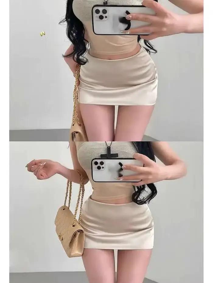 Sister Pure Desire Sexy taille basse pantalons de sécurité Anti Satin pain hanche demi-longueur jupe courte Skorts 2025 nouveau 4N63