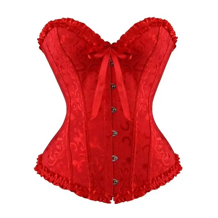 Bustiers et Corsets Sexy, hauts en dentelle florale pour femmes, Vintage, gothique, surbuste, Satin Jacquard