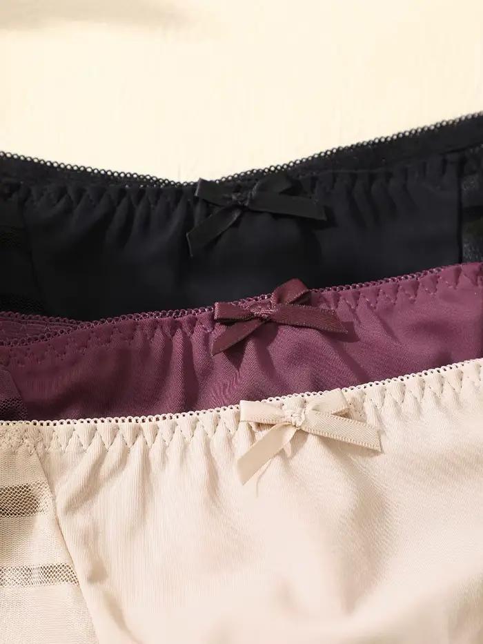 FINETOO 3 pièces femmes dentelle évider sous-vêtements Sexy respirant taille basse tongs femme confort extensible Lingerie Bikini culotte