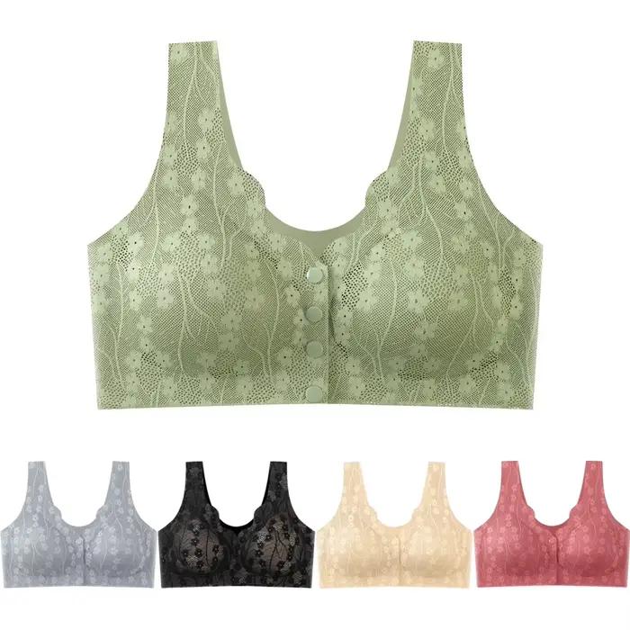 Soutien-gorge en dentelle sans couture pour femme d'âge moyen, soutien-gorge respirant sans anneau en acier, sous-vêtement Ice InjSports Y-Gathering