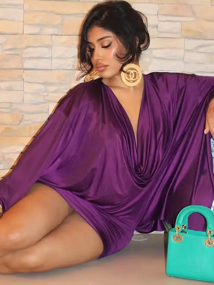 Robe Satinée Classique WEIRD PUSS pour Femmes Style Sexy Asymétrique Occasions Spéciales Soirées Nuit