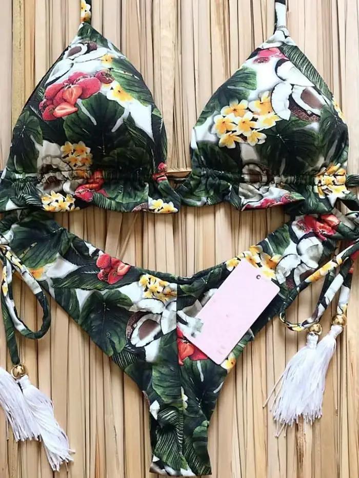 RUOTONGSEPT Sexy potlačené Bikini set pre ženy plavky bandeau dvojdielne brazílske