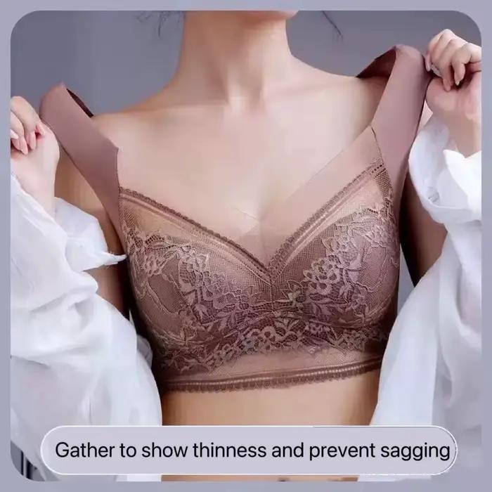 1 pièces femmes dentelle grande taille soutien-gorge basique Anti affaissement mince gilet avec rembourré femme Brassier dame glace soie sans couture confort souffle soutien-gorge
