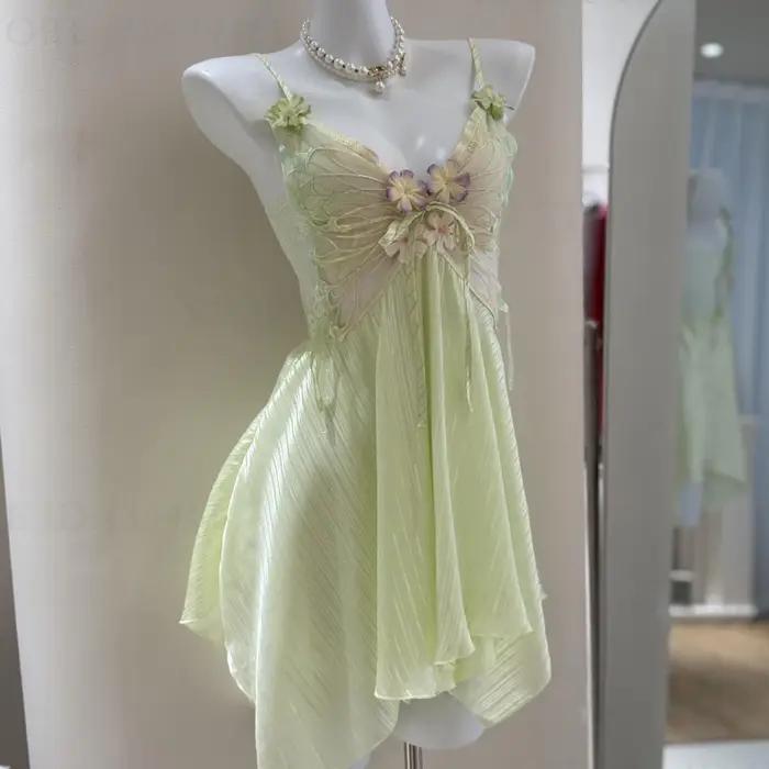 Fée elfe jarretelle Chemise de nuit Lingerie Sexy papillon dentelle Chemise vêtements de nuit Chemise de nuit Homewear été nouvelles femmes vêtements de nuit