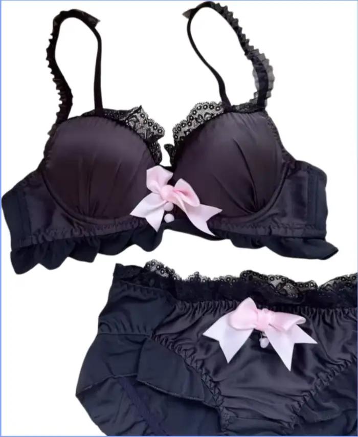 Ensemble de soutien-gorge Lolita avec nœud doux, collection de seins latéraux, anneau Non en acier confortable, Anti-affaissement, blocage des couleurs