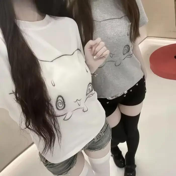 Japonské tričko s krátkym rukávom a okrúhlym výstrihom pre ženy