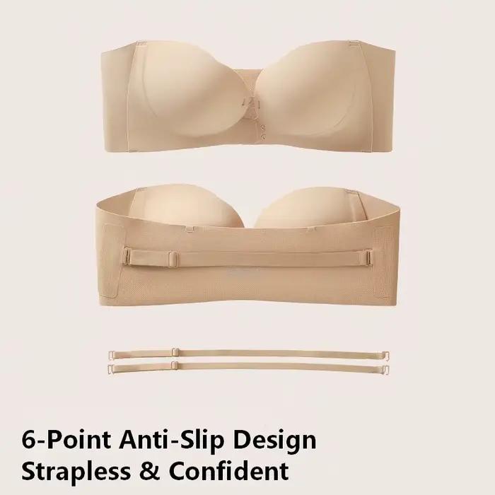 Soutien-gorge sans bretelles à boucle frontale, froncé, antidérapant, invisible, sans couture, sans armatures, bretelles interchangeables