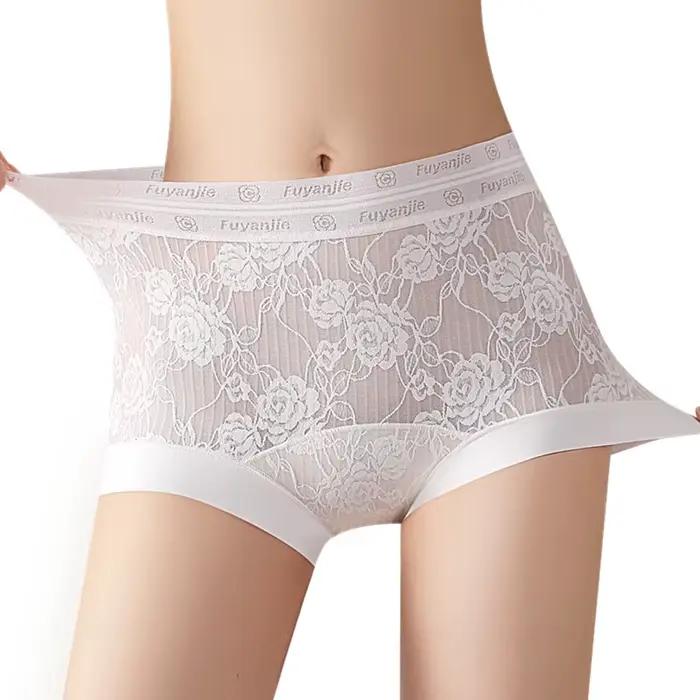 Culottes Jacquard pour femmes, respirantes, sexy, douces, boxers taille haute, confortables, légères, sous-vêtements en dentelle, lingerie intime