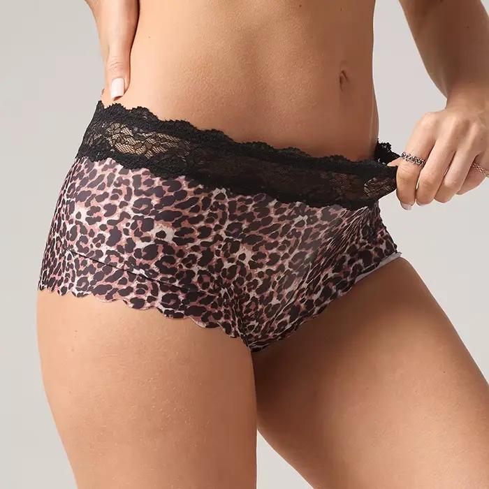 BZEL módne ženské nohavičky čipka Sexy leopardí výstrih Lingerie očarujúca spodná bielizeň priedušné boxerky žena Boyshorts trenírky