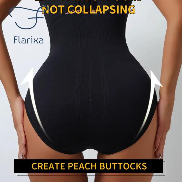 Flarixa taille haute sans couture culotte ventre plat façonnage slips femmes boutonnage ventre bout à bout pantalon sous-vêtements amincissants