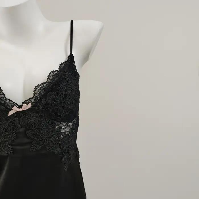 Chemise de nuit vintage pour femmes, vêtements de nuit sexy, section mince avec coussin de poitrine, chemise de nuit à bretelles dans le dos, beauté de l'injTemptation