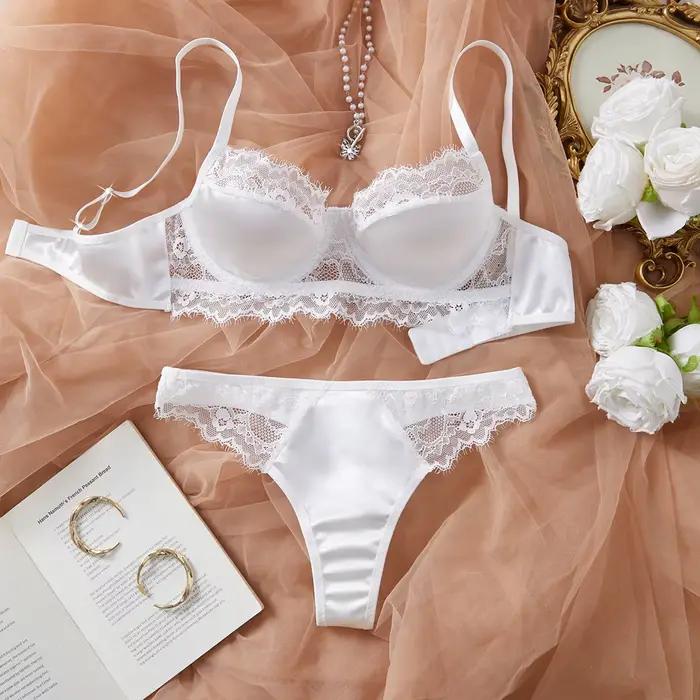 2025 Soutien-gorge non rembourré à armatures et slip brésilien en dentelle Sxy pour femme - Ensemble de lingerie fantaisie pour cils