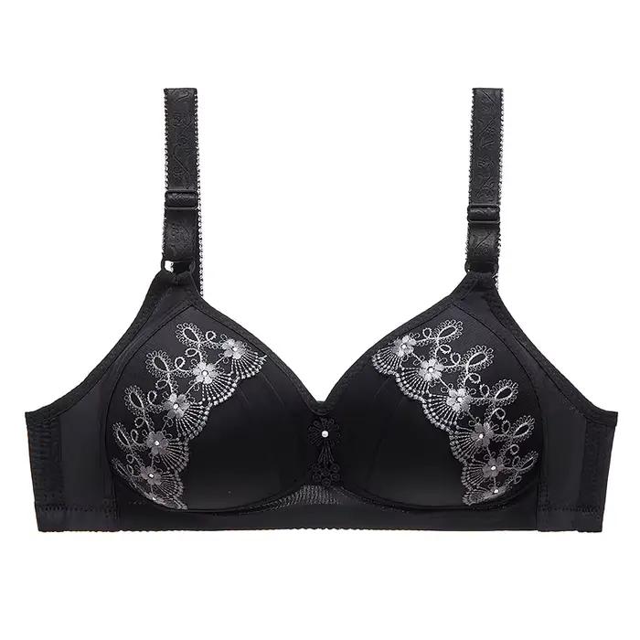 Soutien-gorge de Style gilet transfrontalier pour femmes d'âge moyen et âgées, sous-vêtements froncés confortables sans fil en Poly dentelle