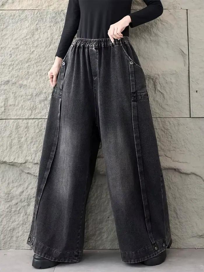Amax LuluE 2026 jar klasická džínsová nohavica pre dámy Vintage pevná ležérna žena voľná elastická