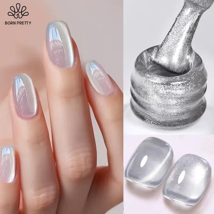 BORN PRETTY 10ml strieborný vodný svetelný mačací gél Magnetický lak na nechty Príslušenstvo Polotrvalý gélový lak na