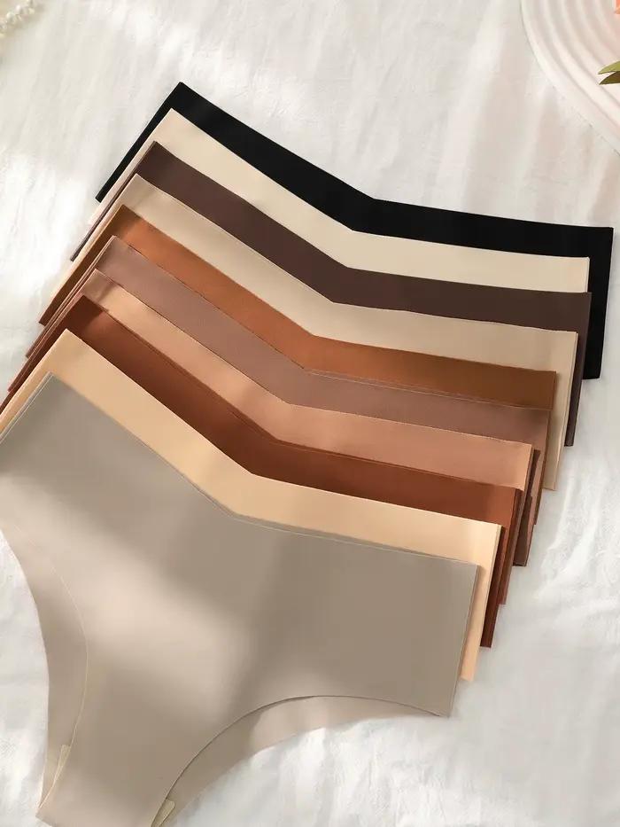 Ensemble de 3 culottes sans couture pour femmes, sous-vêtements sexy respirants à taille basse, slips en soie unie, culottes invisibles sans couture pour femme
