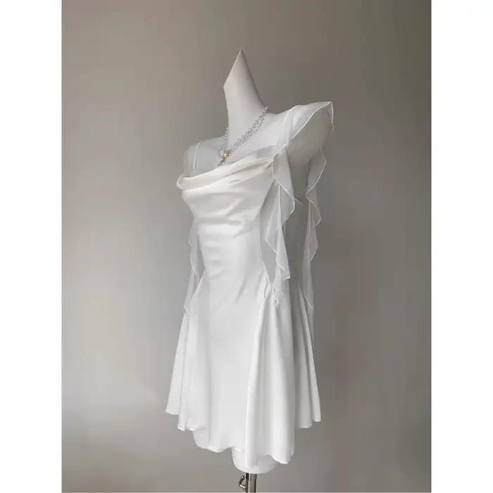 Chemise de nuit Vintage pour dames col pivotant soie douce dentelle gland chemises de nuit vêtements de nuit sexy femmes nuisettes Lingerie chinoise