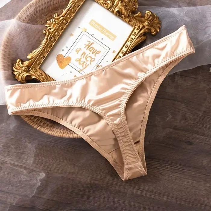 Culottes Extensibles pour Femmes, Respirantes, Taille Basse, en Soie Glacée, Séchage Rapide, Douces pour la Peau, en Satin, Lingerie Féminine