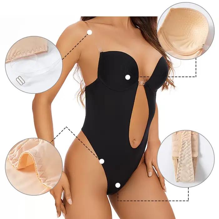 Body Invisible pre ženy string Shaper spevňujúci korzet Sexy hlboký výstrih do V odhalený chrbát Vystužený Push Up spevňujúca spodná bielizeň
