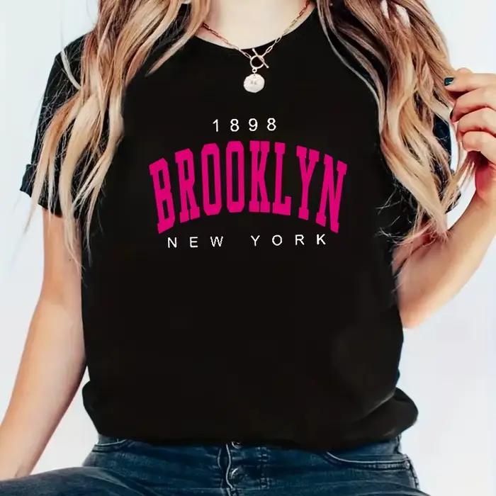 2024 Nové Letné Dámske Tričko 1898 Brooklyn New York Potlač Krátky Rukáv Tričká Teplé Neformálne Streetwear Hip